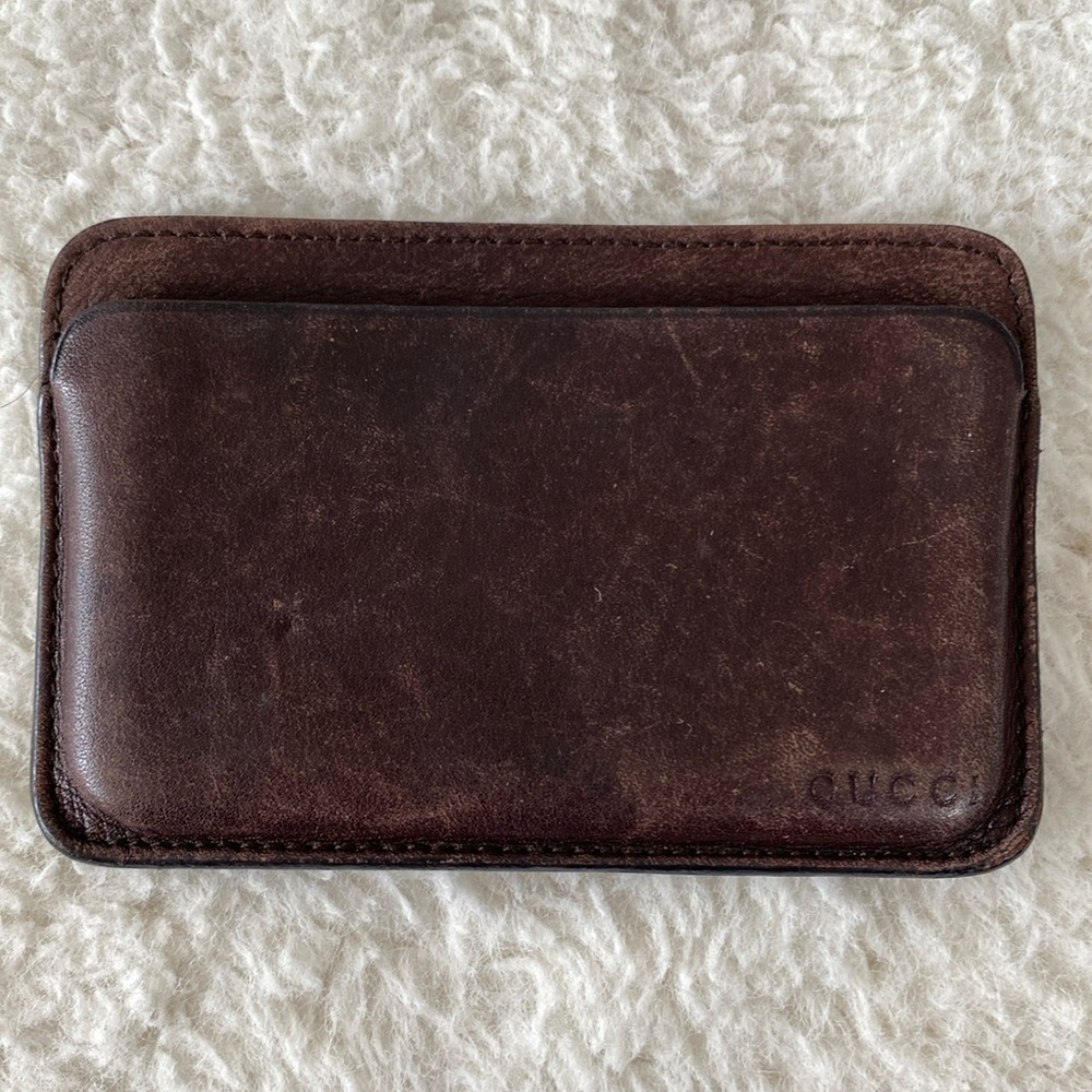 ❤️ Authentic Gucci Brown Leather Wallet Card Case